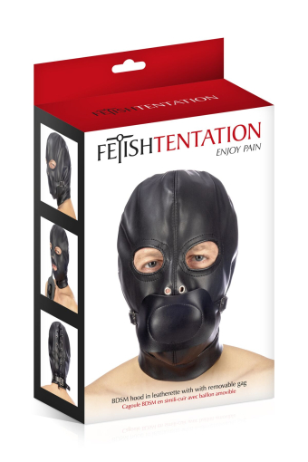 Капюшон з кляпом для БДСМ Fetish Tentation BDSM hood in leatherette with removable gag - фото №3