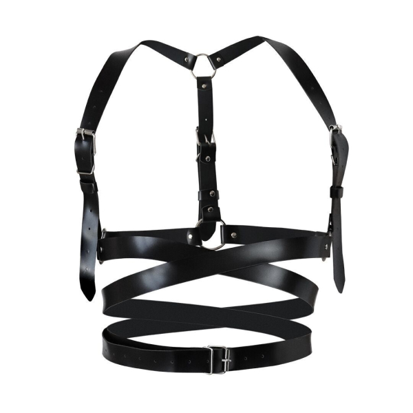 Шкіряна портупея Art of Sex - Melani Leather harness, Чорна L-2XL - фото