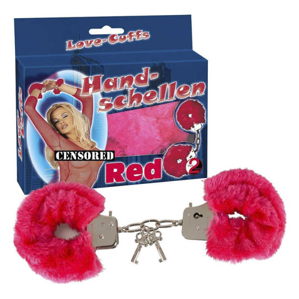Наручники HandschellenLove Cuffs с красным мехом металлические 