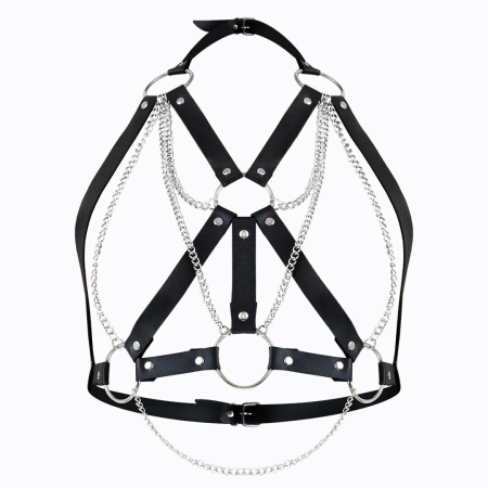 Портупея жіноча Art of Sex - Aiden Leather harness, Чорна L-2XL - фото