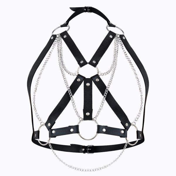 Портупея жіноча Art of Sex - Aiden Leather harness, Чорна L-2XL - фото