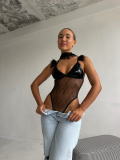 Сітчасте боді з пір’ям D&A, M - - фото №3