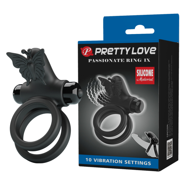 Эрекционное кольцо с вибрацией Pretty Love Passionate Ring IX Black 
