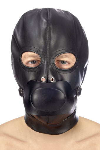 Капюшон з кляпом для БДСМ Fetish Tentation BDSM hood in leatherette with removable gag - фото