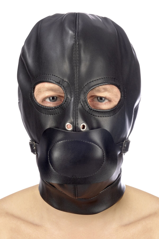Капюшон з кляпом для БДСМ Fetish Tentation BDSM hood in leatherette with removable gag - фото