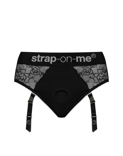 Мереживні трусики для страпона з підв’язками для панчіх Strap-On-Me DIVA HARNESS - XS - фото №3