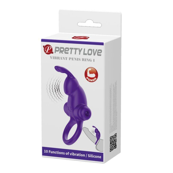 Ерекційне кільце з вібрацією Pretty Love Vibrant penis ring I Purple - фото