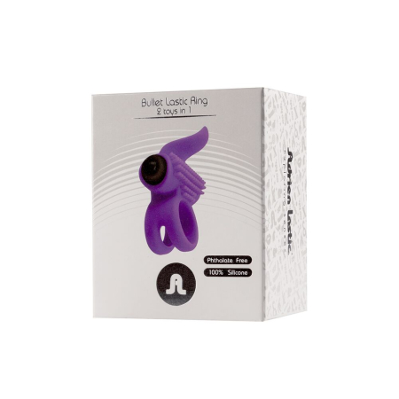 Ерекційне віброкільце Adrien Lastic Bullet Lastic Ring з язичком і щіточкою для стимуляції клітора - фото №5