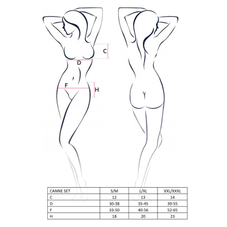 Комплект білизни Passion CANNE SET L/XL, black, ліф-бандо, пояс-спідничка, стрінги - фото №3