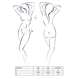 Комплект білизни під латекс Passion CAPRI SET L/XL, black, міні-бікіні, стрінги, пояс для панчох - - фото №3