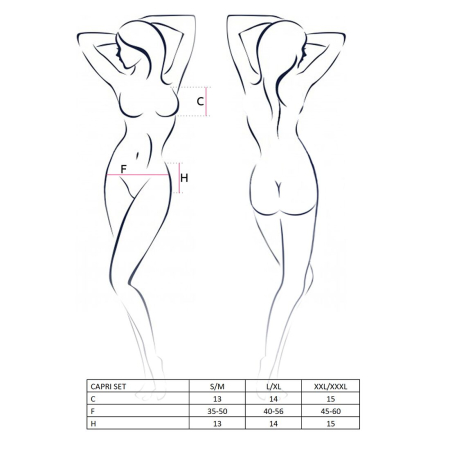 Комплект білизни під латекс Passion CAPRI SET XXL/XXXL black, міні-бікіні, стрінги, пояс для панчіх - фото №3