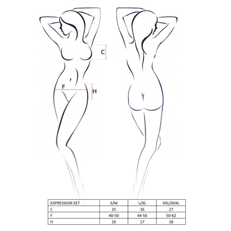 Комплект білизни Passion EXPRESSION SET XXL/XXXL, black, ліф сітчастий, спідничка і стрінги - фото №3