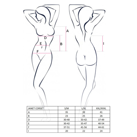 Корсет з пажами Passion JANET CORSET L/XL, white, трусики, напівпрозорий - фото №3