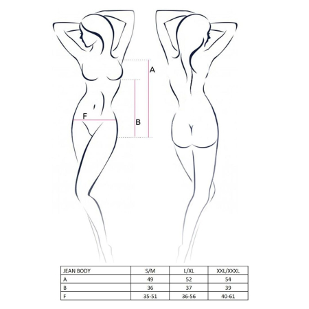 Боді монокіні під латекс Passion JEAN BODY XXL/XXXL, black - фото №2