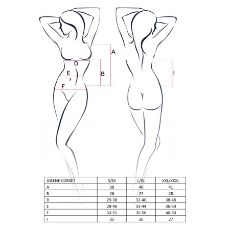 Корсет з пажами Passion JOLENE CORSET S/M, black, трусики, напіввідчинені груди, напівпрозорий №5