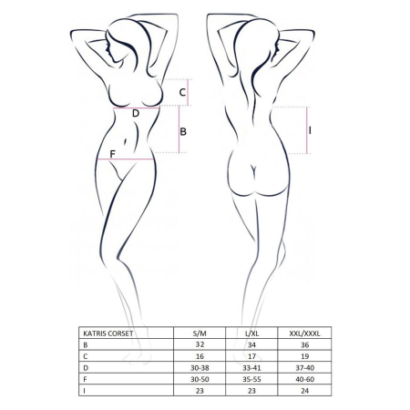 Корсет з пажами Passion KATRISS CORSET L/XL, black, трусики, шнурівка №5