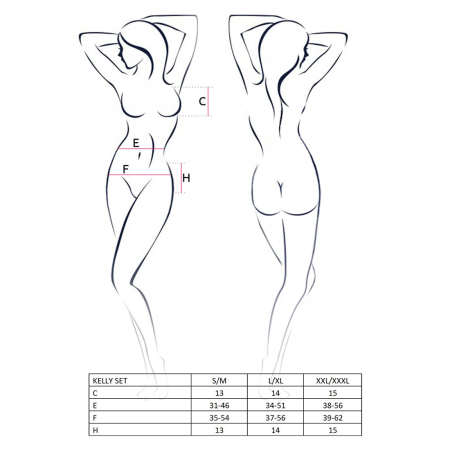 Комплект білизни Passion KELLY SET S/M, black, ліф, трусики, пояс для панчох - фото №3