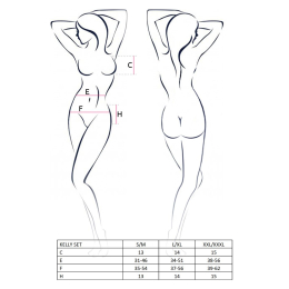 Комплект білизни Passion KELLY SET XXL/XXXL, black, ліф, трусики, пояс для панчох - - фото №3