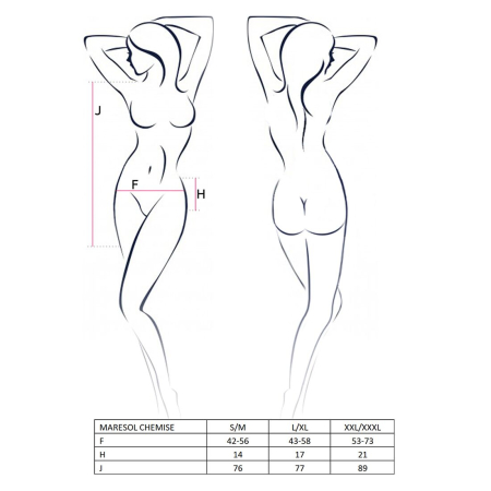 Прозора сорочка з відкритою спиною Passion MARESOL CHEMISE XXL/XXXL, black, трусики - фото №5