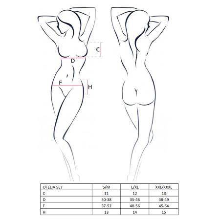 Комплект білизни Passion OFELIA SET OpenBra S/M, white, стрінги, відкритий ліф, широкий пояс - фото №3