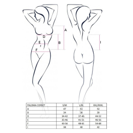 Корсет-сорочка з пажами Passion PALOMA CORSET XXL/XXXL, white, трусики, напівпрозорий - - фото №3