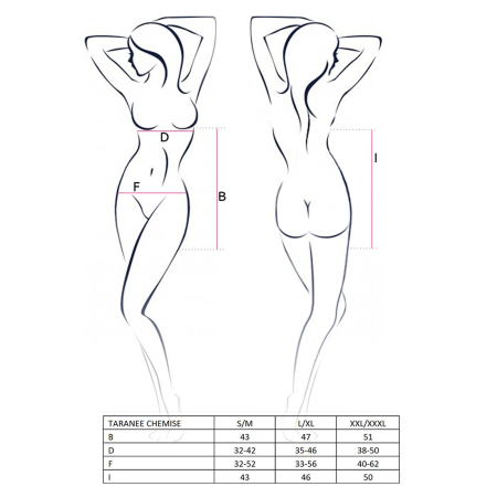 Прозора сорочка приталена Passion TARANEE CHEMISE L/XL, black, трусики - фото №5