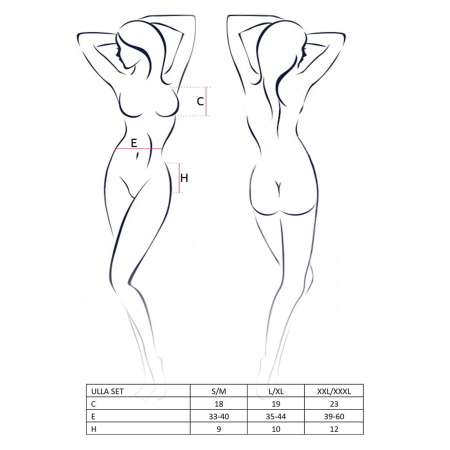 Комплект білизни Passion ULLA SET XXL/XXXL, black, напівпрозорий ліф, трусики, пояс - фото №5