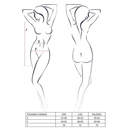 Прозора сорочка з довгим рукавом Passion YOLANDA CHEMISE S/M, black, трусики №3