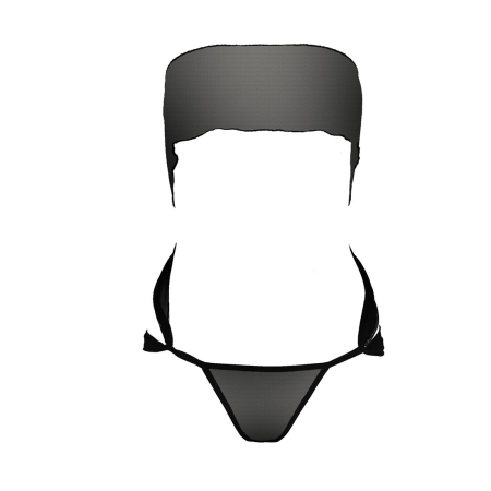 Комплект білизни Passion AMORE SET black, стрінги і ліф у вигляді подарункової стрічки з бантом - фото №3