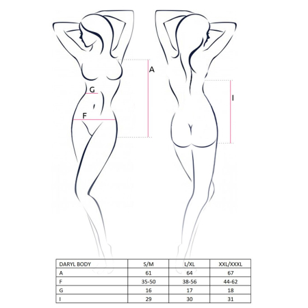 Боді з дуже глибоким декольте Passion DARYL BODY S/M, black - фото №7