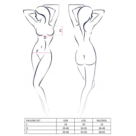 Комплект білизни Passion PAULINE SET L/XL, black, стрепи, ліф, стрінги і пояс для панчох - фото №7