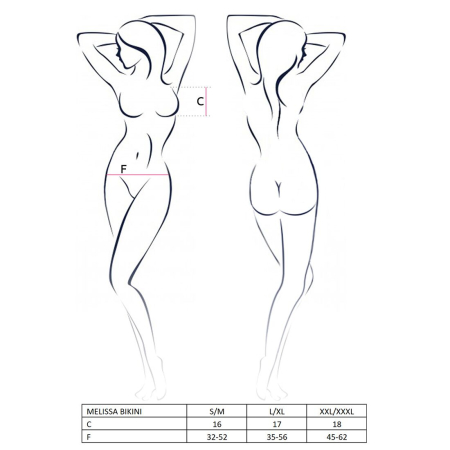 Комплект білизни Passion MELISSA BIKINI L/XL, black, ліф зі шнурівкою і трусики стрінги - фото №7