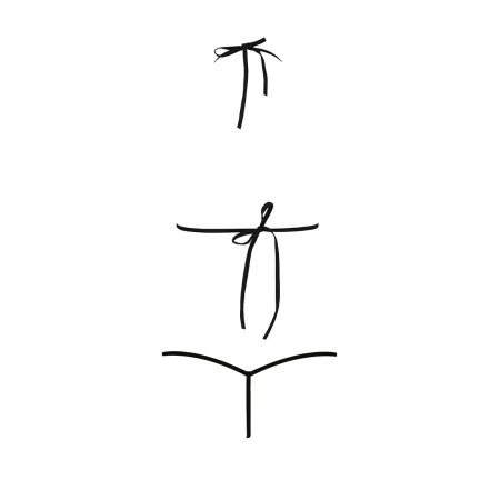 Комплект білизни Passion MELISSA BIKINI XXL/XXXL, black, ліф зі шнурівкою і трусики стрінги - фото №6