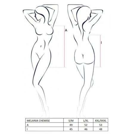 Сорочка прозора бебі-дол Passion MELANIA CHEMISE XXL/XXXL, black, трусики, на тонких бретелях - фото №5