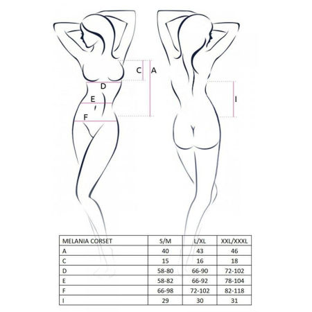 Корсет з пажами Passion MELANIA CORSET L/XL, black, трусики, напівпрозорий - фото №7
