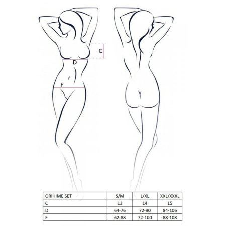 Комплект білизни Passion ORIHIME SET XXL/XXXL, white, стрепи, ліф і трусики - фото №5