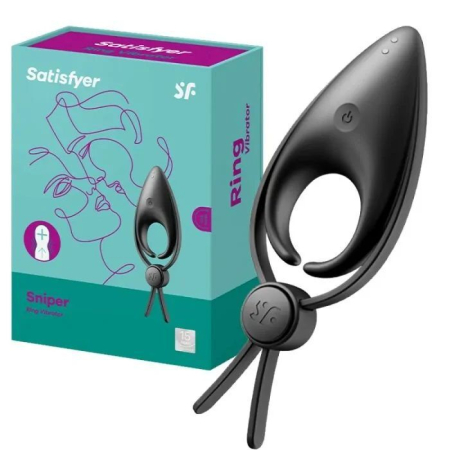 Ерекційне віброкільце-ласо з регулюванням розміру Satisfyer Sniper Black - фото №3