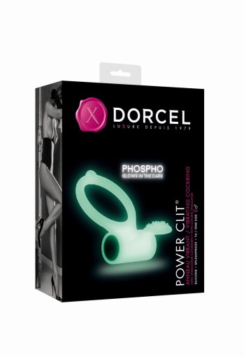 Ерекційне кільце Dorcel Power Clit White PHOSPHO з вібрацією, біле, світиться в темряві - фото №2