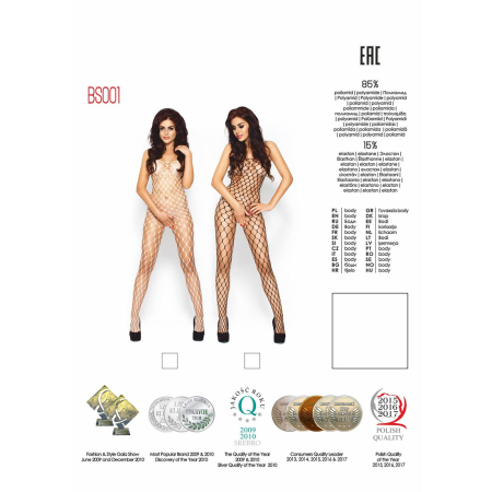 Бодістокінг Passion BS001 white, комбінезон, велика сітка - фото №6