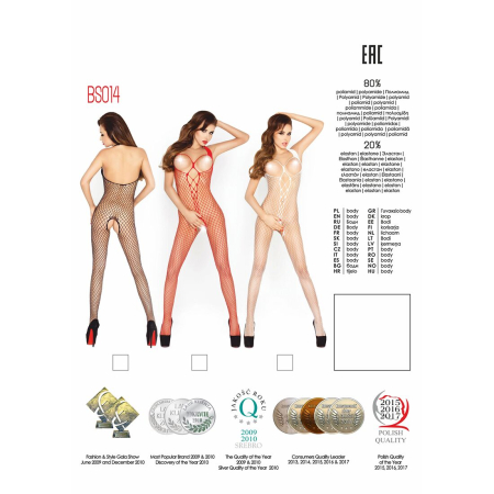 Бодістокінг Passion BS014 black, комбінезон, велика сітка - фото №7