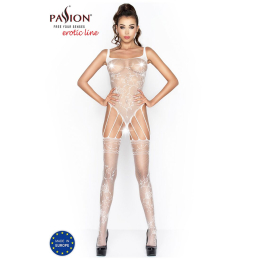 Бодістокінг Passion BS034 white, комбінезон, імітація боді і панчіх - - фото №2
