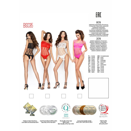 Бодістокінг Passion BS035 pink, боді, імітація топа та трусиків №5