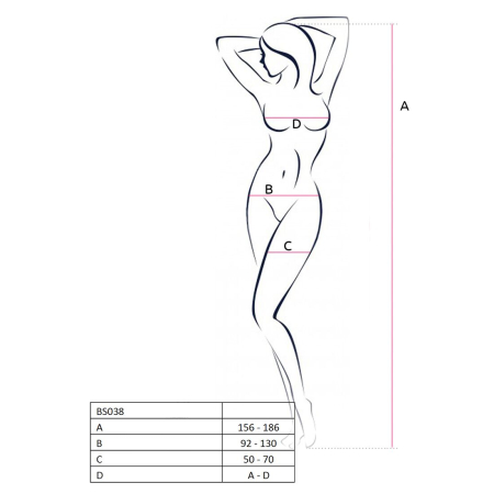 Бодістокінг Passion BS038 white, комбінезон, імітація панчіх і пояса - фото №4