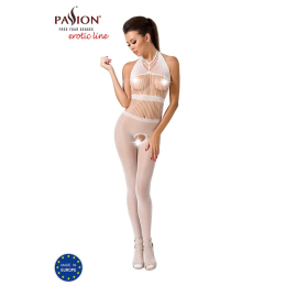 Бодістокінг Passion BS048 white, комбінезон, імітація колгот та відкритого топа - - фото №2