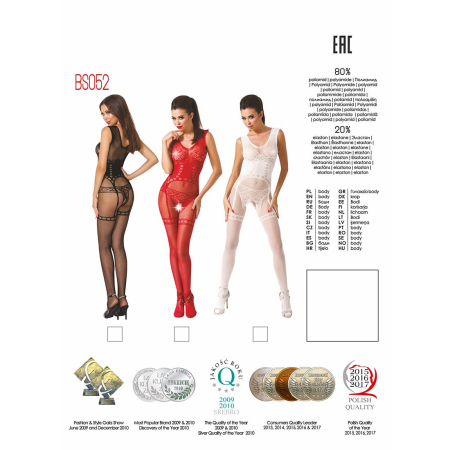 Бодістокінг Passion BS052 black, комбінезон, імітація корсета з підтяжками, панчіх і трусиків - фото №8