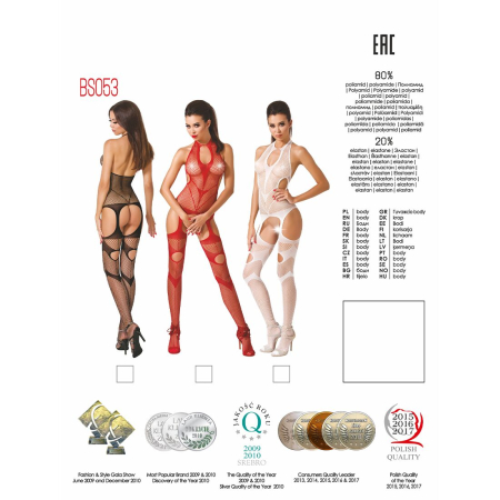 Бодістокінг Passion BS053 black, комбінезон, імітація панчох і пояса - фото №8