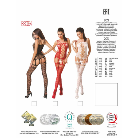 Бодістокінг Passion BS054 black, комбінезон, імітація панчох, відкритий животик - фото №8