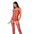 Бодістокінг Passion BS067 red, комбінезон, імітація панчох і топа на бретелях - фото