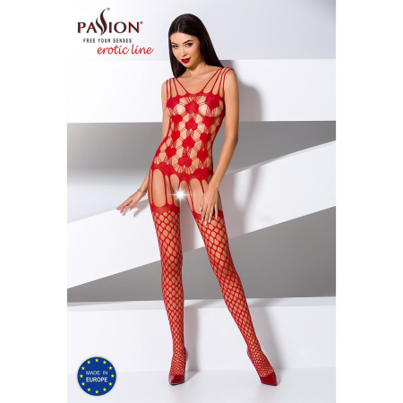 Бодістокінг Passion BS067 red, комбінезон, імітація панчох і топа на бретелях - фото №2