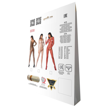 Бодістокінг Passion BS068 red, комбінезон, велика сітка, довгий рукав №6